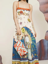 Printed square neck maxi cami dress with smocked detail and no stretch, 100% polyester, machine washable