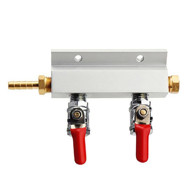 2 Way CO2 Gas Distribution Block Manifold with 7mm Hose Barbs Home Brewing Draft Beer Dispense Keg Wine Making