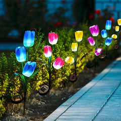 Lámpara LED solar tipo tulipán para exteriores, impermeable, para césped, decorativa, para paisaje 