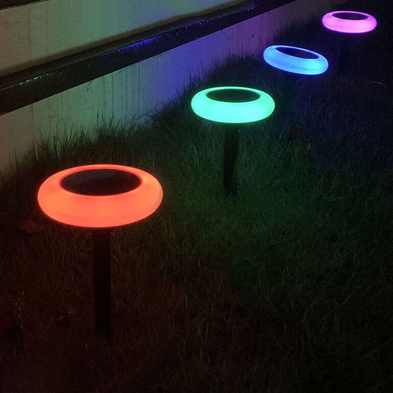 Lámpara LED para jardín exterior con 7 colores simples y redonda con forma de flor de ciruelo 