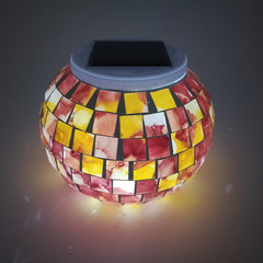 Lámpara LED decorativa para patio con forma de mosaico de vidrio para exteriores con energía solar 