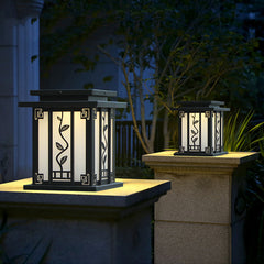 Contemporary Industrial Iron Column Acrylic Shade 1-Light Solar Lawn Landscape Light For Outdoor