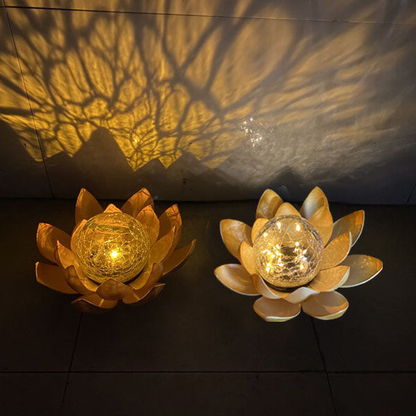 Solar Modern Glass Lotus LED Outdoor Landscape Light