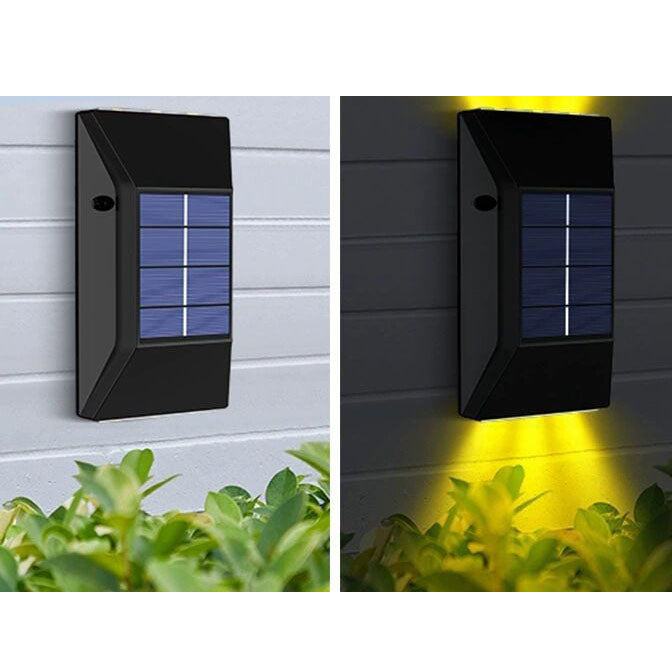 Lámpara de pared LED solar impermeable para exteriores, moderna, de color negro puro 