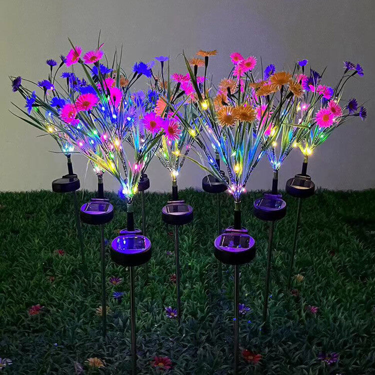 Solar Modern Color Flower Shaped LED Grounding Plug Outdoor Light