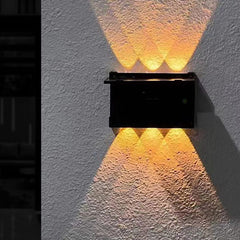 Lámpara de pared con LED solar cuadrada moderna para exteriores, impermeable, para jardín y paisaje 