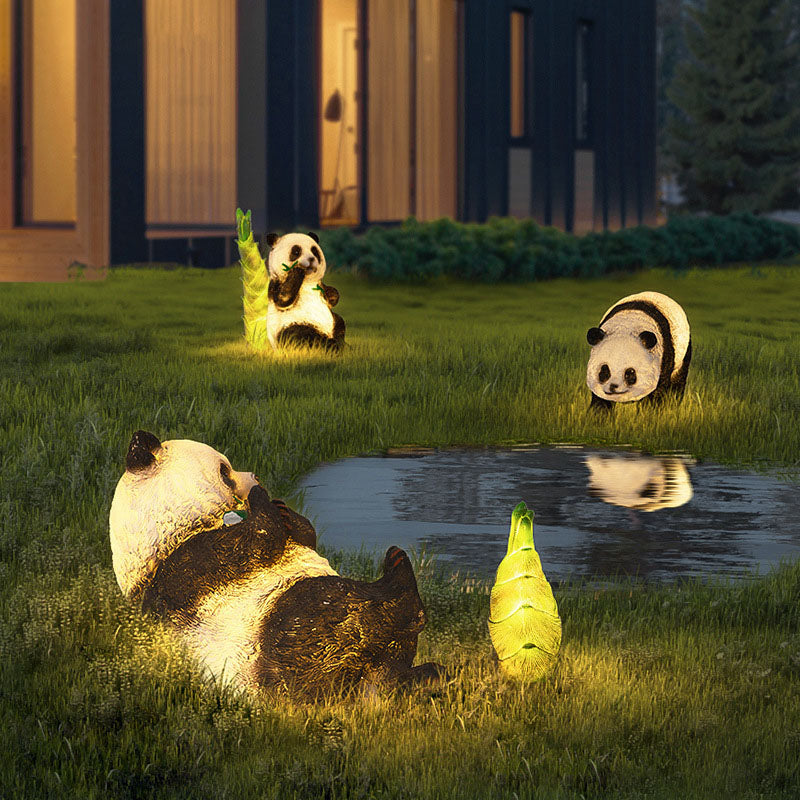 Lampe de paysage à LED en forme d'animal panda en résine créative contemporaine pour jardin