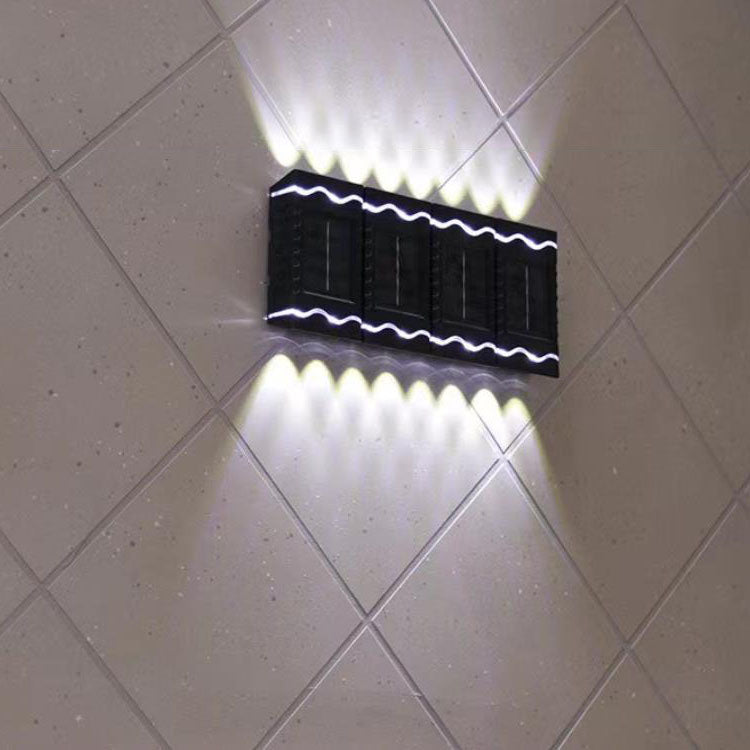 Lámpara de pared LED solar minimalista moderna de plástico para exteriores, resistente al agua 