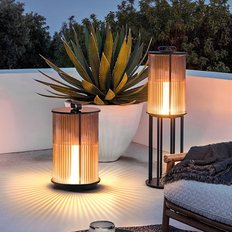 Modern Simplicity Cylinder Glass Stainless Steel 1-Light Landscape Light For Outdoor Patio