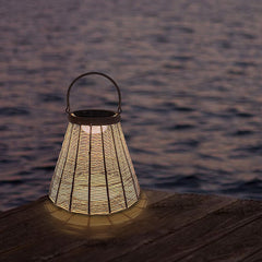 Solar Vintage Weaving Cone Lantern LED Outdoor Garden Landscape Light