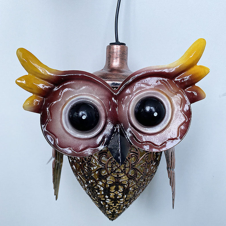 Lampe solaire décorative d'extérieur à LED en fer en forme de hibou 