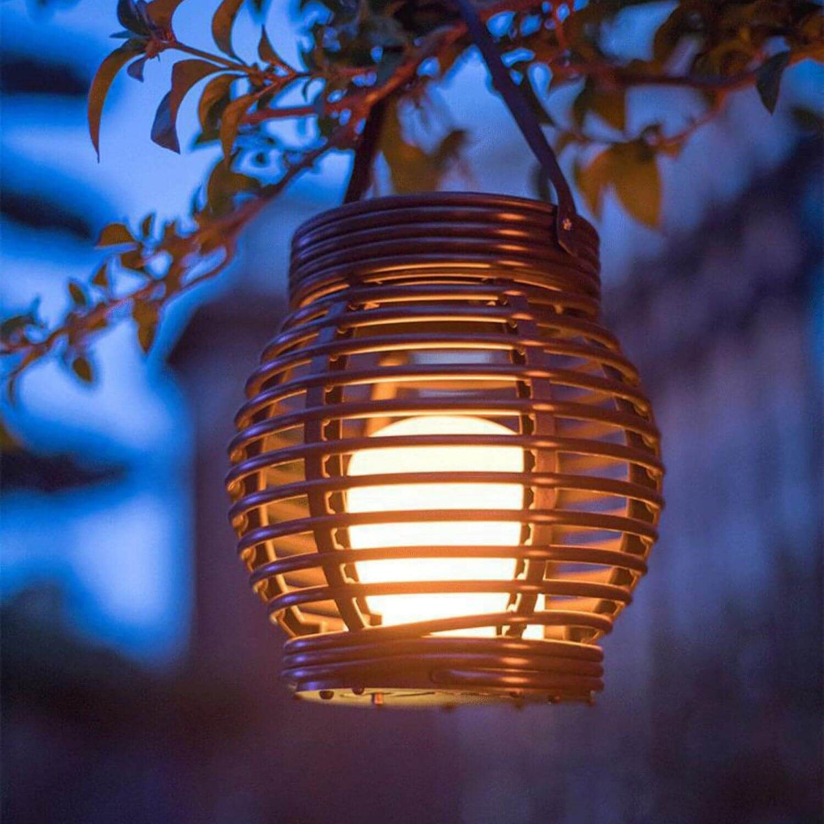 Lampe décorative de jardin étanche à LED en forme de cage à flamme solaire d'extérieur 