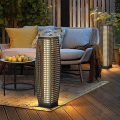 Simple Rattan Weaving Hollow LED Outdoor Solar Lawn Landscape Light