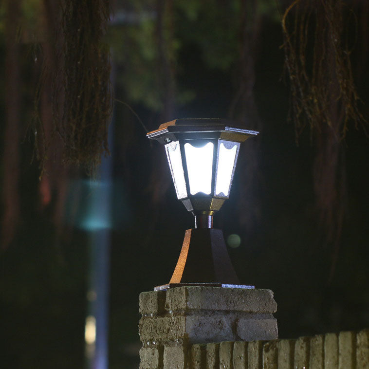 Farola LED hexagonal solar para exteriores, luz de paisaje para jardín 