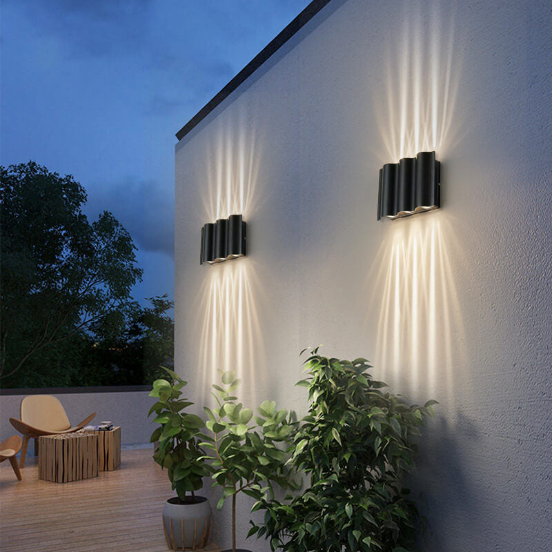 Lámpara de pared LED para exteriores, moderna, de aluminio y vidrio, resistente al agua 