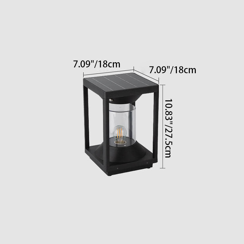 Contemporary Industrial Solar Aluminum Square 1-Light Lawn Landscape Light For Outdoor