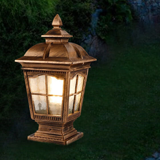 Industrial Aluminum Pagoda Water-grain Glass 1-Light Outdoor Lawn Landscape Light