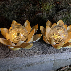 Solar Modern Glass Lotus LED Outdoor Landscape Light