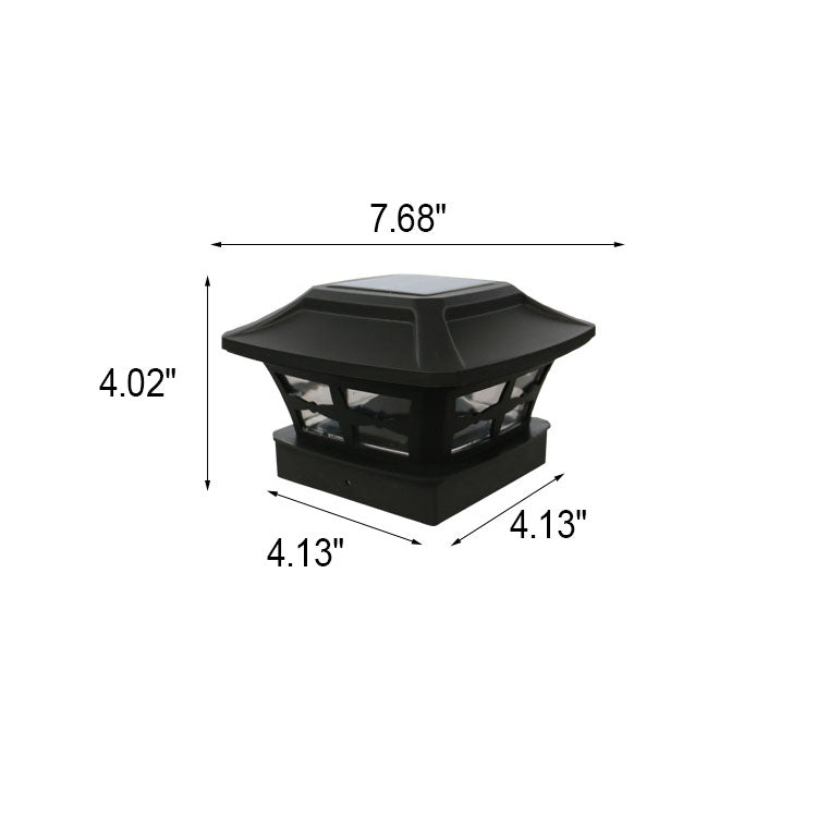 Farol de poste cuadrado creativo solar LED para exteriores, luz de paisaje para jardín 