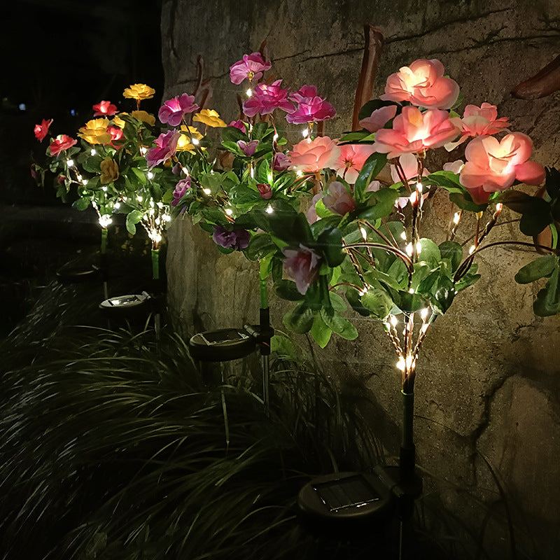 Lámpara LED solar decorativa para exteriores con simulación creativa moderna de azalea para jardín 