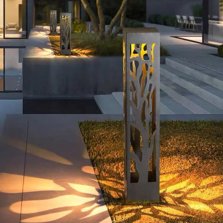 Modern Outdoor Hollow Square Column LED Lawn Garden Landscape Light