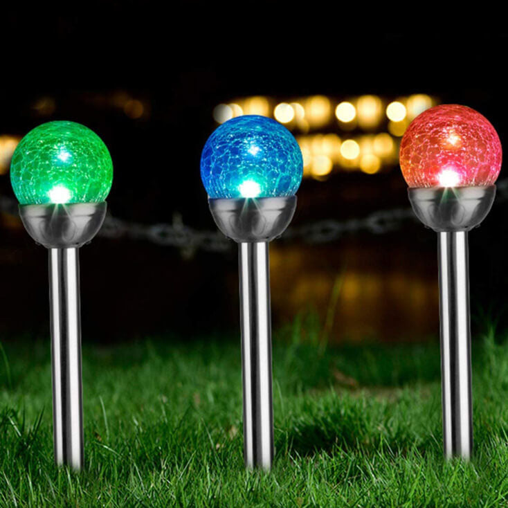 Lámpara LED solar para jardín, de acero inoxidable y vidrio, moderna, para exteriores 