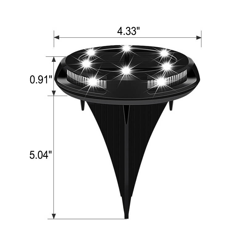 Lampe de paysage solaire ronde à quatre côtés pour jardin fleuri extérieur étanche 