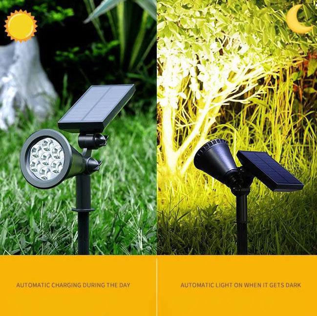 Luz LED giratoria para césped exterior, con energía solar, impermeable y ABS 