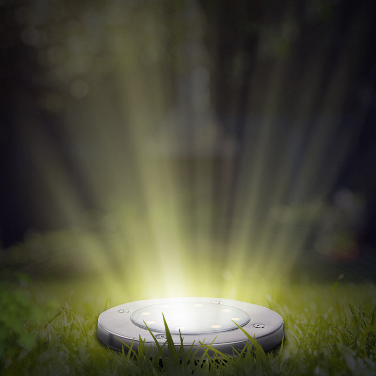 Solar Outdoor Light Round 8 LED Buried Garden Lawn Landscape Light