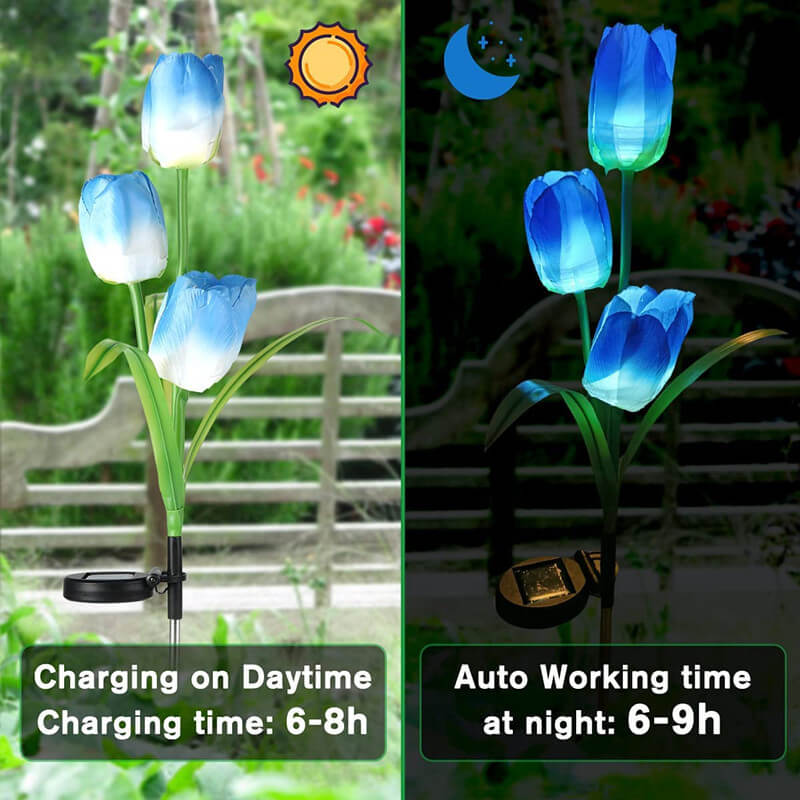 Lámpara LED solar tipo tulipán para exteriores, impermeable, para césped, decorativa, para paisaje 