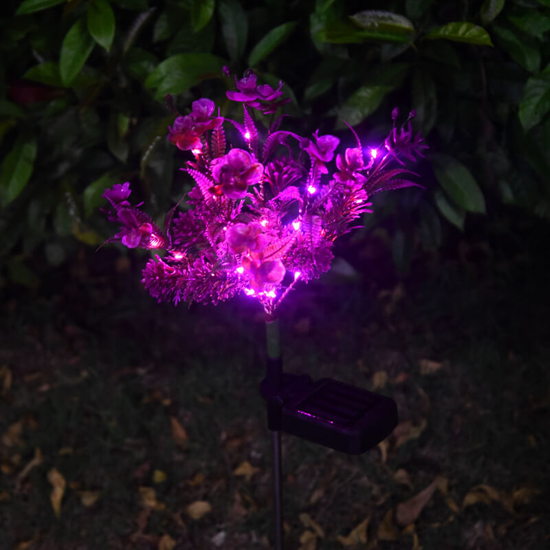 Luz LED decorativa para césped, suelo, simulación de flor de Phalaenopsis, para exteriores, con energía solar 