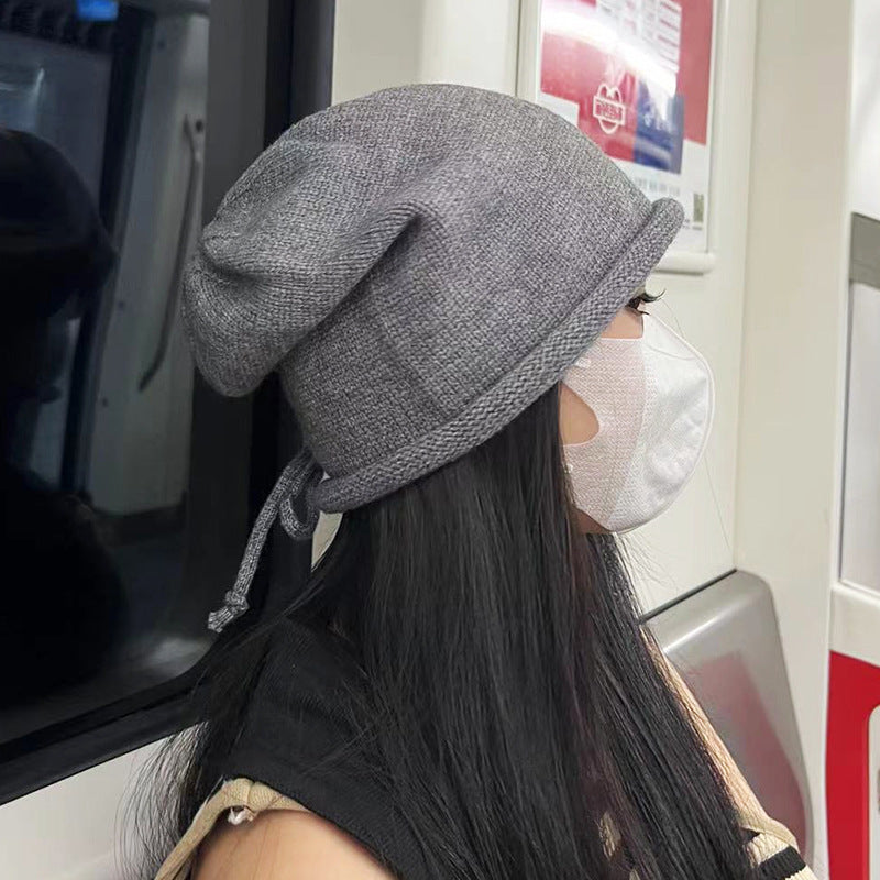 Gorro de punto con dobladillo cálido y a juego