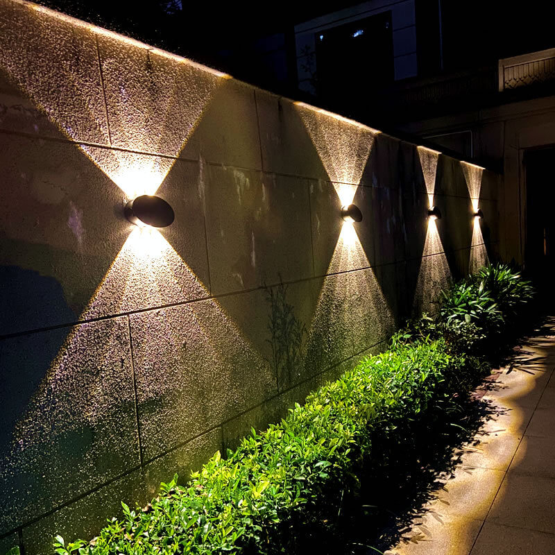 Lámpara de pared LED solar impermeable para jardín, moderna, redonda, de vidrio templado, para exteriores 