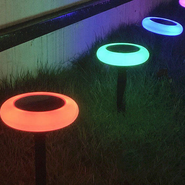 Lámpara LED para jardín exterior con 7 colores simples y redonda con forma de flor de ciruelo 