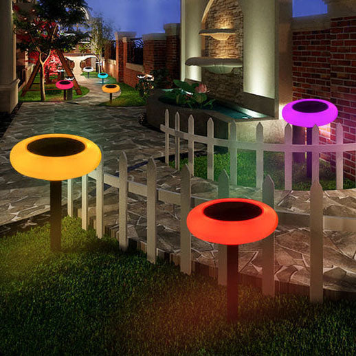 Lámpara LED para jardín exterior con 7 colores simples y redonda con forma de flor de ciruelo 