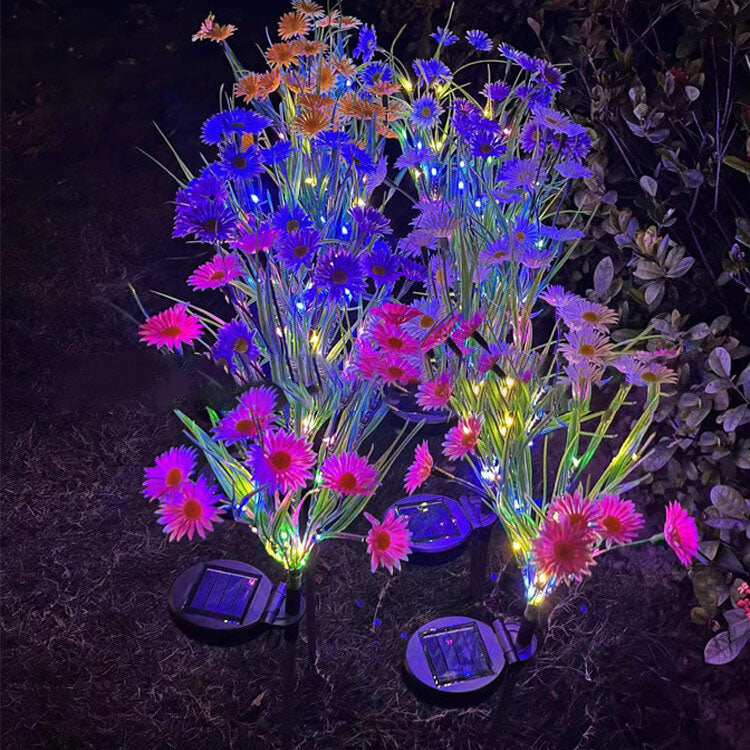 Solar Modern Color Flower Shaped LED Grounding Plug Outdoor Light