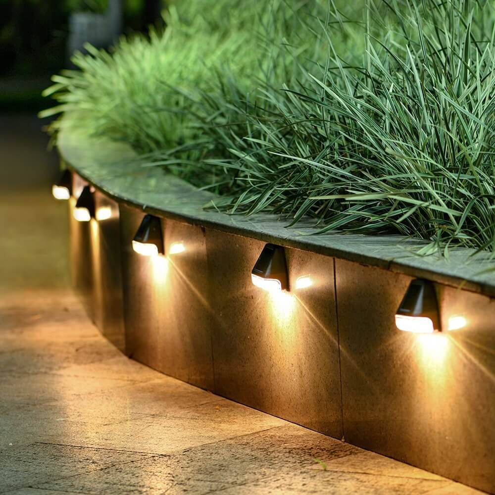 Lámpara de pared LED solar cuadrada de plástico moderna, impermeable, para exteriores, patio y jardín 