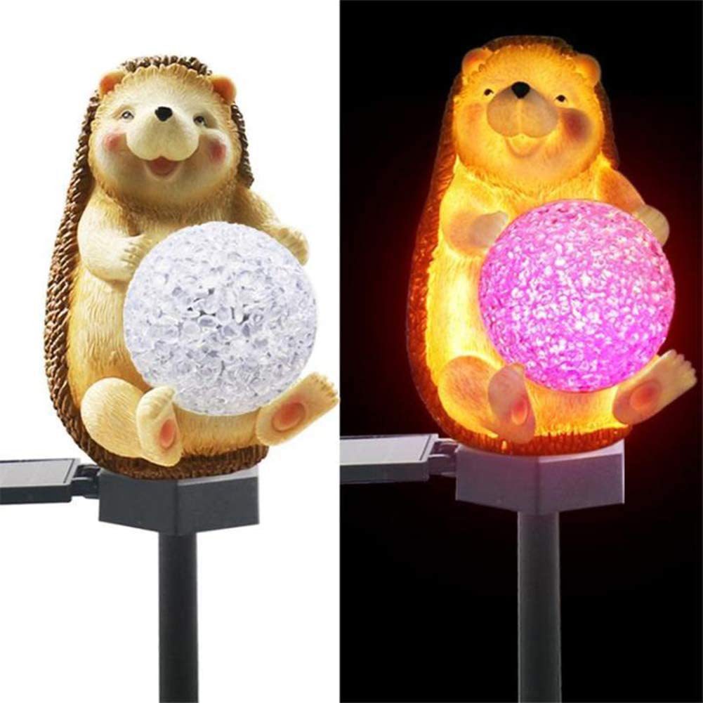 Lampe LED solaire décorative d'extérieur en résine pour pelouse de jardin, design moderne et créatif, motif hérisson mignon 