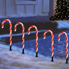 Solar Christmas Candy Cane Light Ground Insert Light String LED Lawn Landscape Light