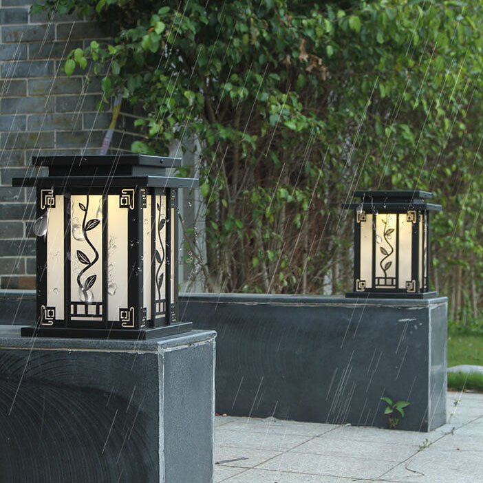 Contemporary Industrial Iron Column Acrylic Shade 1-Light Solar Lawn Landscape Light For Outdoor