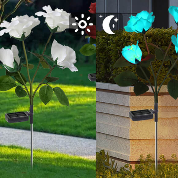 Solar Rose LED Outdoor Lawn Decorative Ground Plug Light