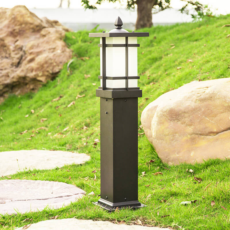 Lampe de pilier de jardin en verre et aluminium imperméable pour paysage extérieur 