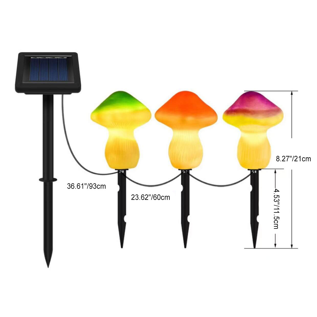 Lampe solaire d'extérieur en résine à LED en forme de champignon pour jardin 