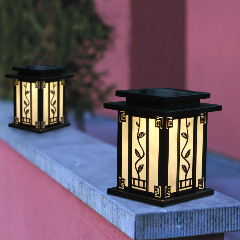 Contemporary Industrial Iron Column Acrylic Shade 1-Light Solar Lawn Landscape Light For Outdoor