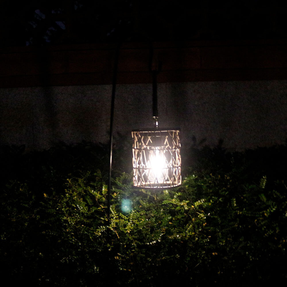 Luz LED para jardín, exterior, con forma de jaula cilíndrica, con tejido solar ABS, resistente al agua 