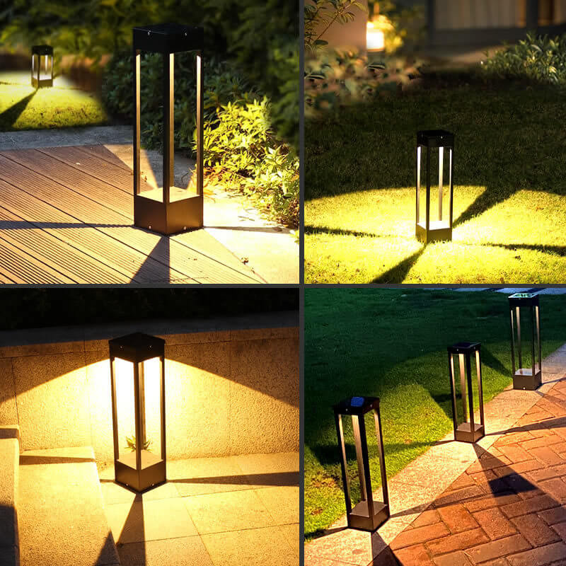 Modern Simple Solar Square Frame LED Outdoor Lawn Garden Landscape Light