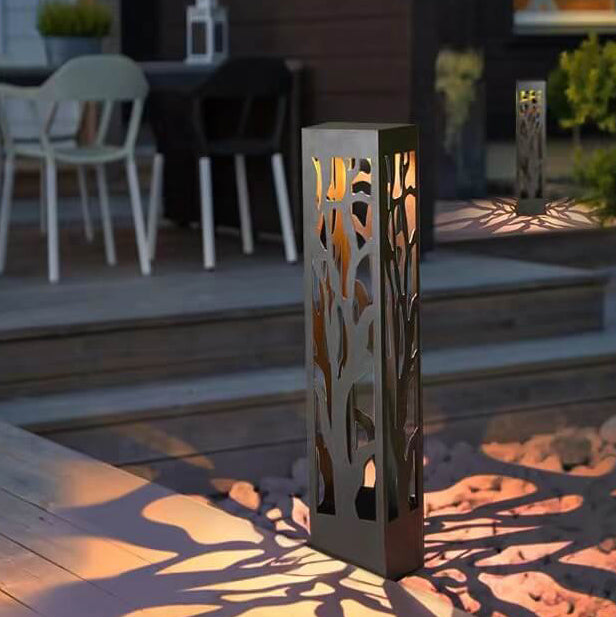 Modern Outdoor Hollow Square Column LED Lawn Garden Landscape Light