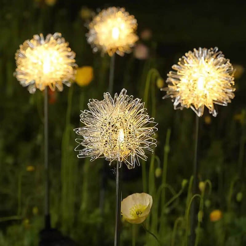 Solar Dandelion Aluminum Wire Globe Light LED Outdoor Waterproof Luminous Garden Insert Ground Landscape Light