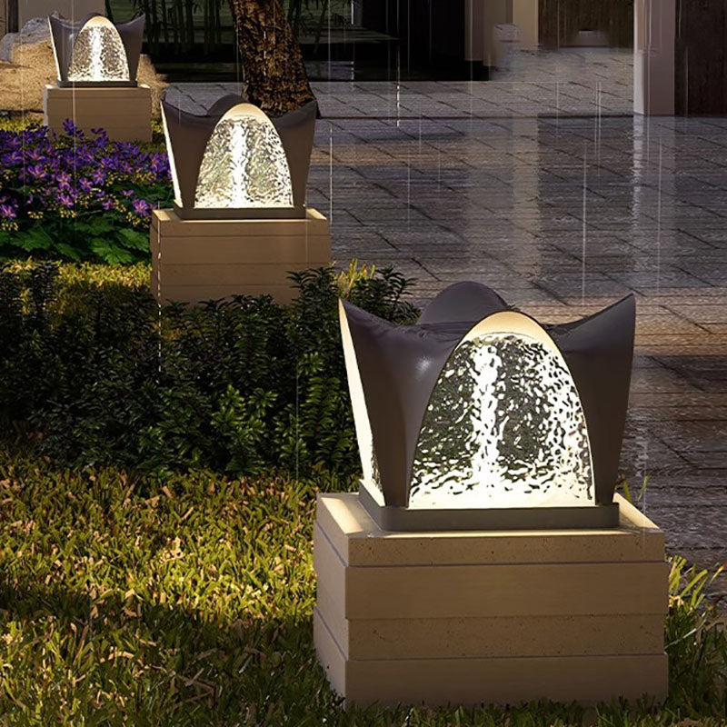 Modern Art Deco Solar Curve Cube LED Outdoor Landscape Light For Garden