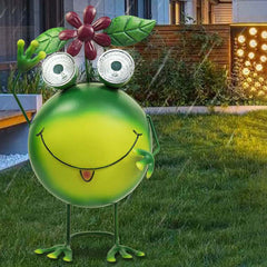 Lampe de jardin solaire d'extérieur à LED étanche en forme de grenouille en fer 